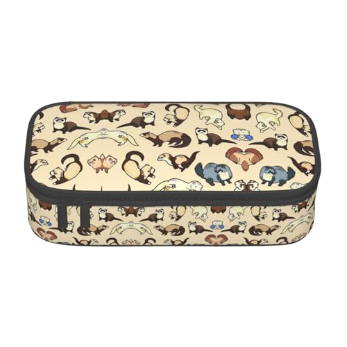 CPyuqw Federmäppchen mit amerikanischer Flagge, Mehrzweck-Stift-Organizer, Schulbedarf, Schreibwaren, Make-up und Bürogebrauch, Haarige Frettchen, Einheitsgröße, Schulranzen von CPyuqw