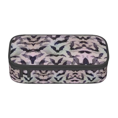 CPyuqw Federmäppchen mit amerikanischer Flagge, Mehrzweck-Stift-Organizer, Schulbedarf, Schreibwaren, Make-up und Bürogebrauch, Halloween Fledermäuse grau, Einheitsgröße, Schulranzen von CPyuqw