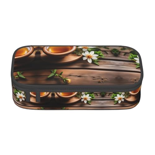 CPyuqw Federmäppchen mit blaugrünen Blumen auf Holzplanken-Druck, Mehrzweck-Stift-Organizer, Schulbedarf, Schreibwaren, Make-up und Bürogebrauch, Blaugrüne Blume auf Holzdiele, Einheitsgröße CPyuqw Federmäppchen mit blaugrünen Blumen auf Holzplanken-Druck, Mehrzweck-Stift-Organizer, Schulbedarf, Schreibwaren, Make-up und Bürogebrauch, Blaugrüne Blume auf Holzdiele, Einheitsgröße von CPyuqw