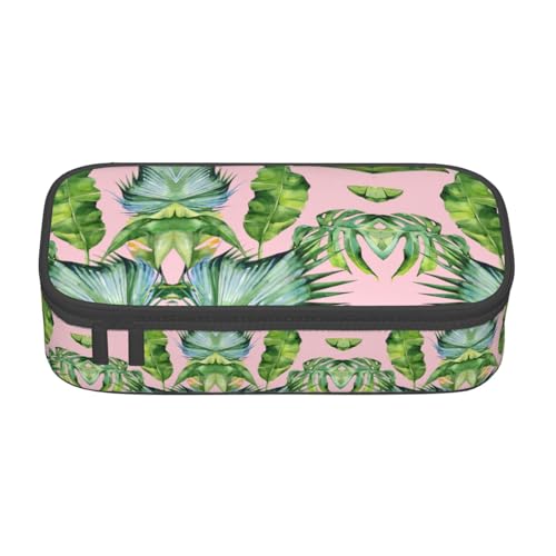 CPyuqw Federmäppchen mit französischem Hahn-Druck, Mehrzweck-Stift-Organizer, Schulbedarf, Schreibwaren, Make-up und Bürogebrauch, Frische Bananenblätter, Einheitsgröße, Schulranzen von CPyuqw