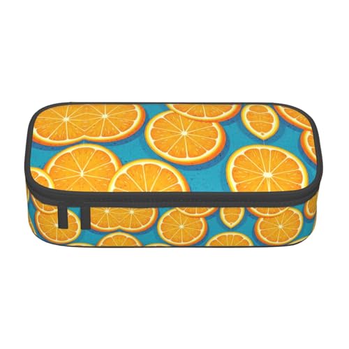 CPyuqw Federmäppchen mit französischem Hahn-Druck, Mehrzweck-Stift-Organizer, Schulbedarf, Schreibwaren, Make-up und Bürogebrauch, Frische Orangenfrucht, Einheitsgröße, Schulranzen von CPyuqw