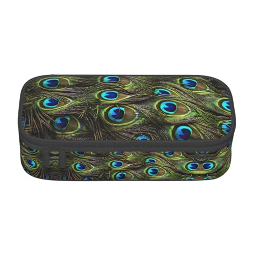 CPyuqw Federmäppchen mit französischem Hahn-Druck, Mehrzweck-Stift-Organizer, Schulbedarf, Schreibwaren, Make-up und Bürogebrauch, Frischer Pfau, Einheitsgröße, Schulranzen von CPyuqw