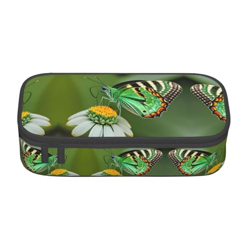 CPyuqw Federmäppchen mit japanischem Sushi-Garnelen-Druck, Mehrzweck-Stift-Organizer, Schulbedarf, Schreibwaren, Make-up und Bürogebrauch, Grüner Schmetterling, Einheitsgröße, Schulranzen von CPyuqw