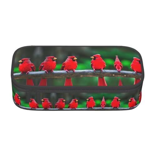 CPyuqw Federmäppchen mit niedlichem Vogelmotiv, Mehrzweck-Stift-Organizer, Schulbedarf, Schreibwaren, Make-up und Bürogebrauch, Rote süße Vögel, Einheitsgröße, Schulranzen von CPyuqw