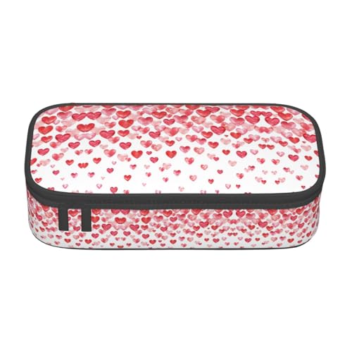 CPyuqw Graues Federmäppchen mit Tribal-Aufdruck – Mehrzweck-Stift-Organizer, Schulbedarf, Schreibwaren, Make-up und Bürogebrauch, Falling Red Hearts, Einheitsgröße, Schulranzen von CPyuqw