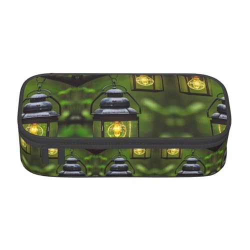 CPyuqw Graues Federmäppchen mit Tribal-Aufdruck – Mehrzweck-Stift-Organizer, Schulbedarf, Schreibwaren, Make-up und Bürogebrauch, Glühwürmchen und Laterne, Einheitsgröße, Schulranzen von CPyuqw