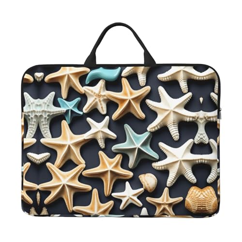CPyuqw Laptoptasche mit 35,6 cm (14 Zoll) – Sugar Skull Print Design Tragbare Messenger Aktentasche für Business, Reisen, Muschel Seestern, Einheitsgröße von CPyuqw