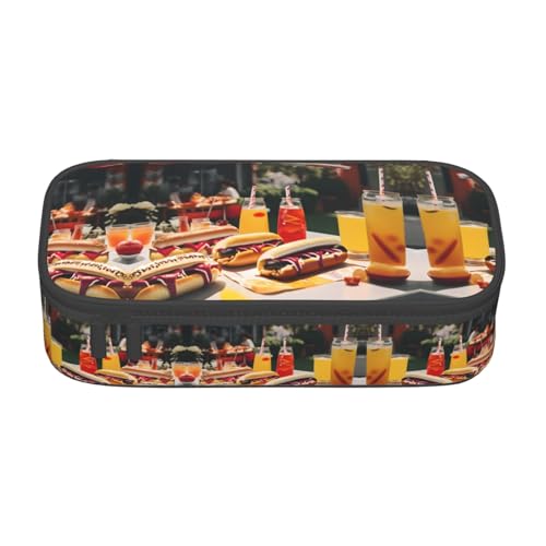 CPyuqw One Basket Federmäppchen mit Zitronen-Aufdruck – Mehrzweck-Stift-Organizer, Schulbedarf, Schreibwaren, Make-up und Bürogebrauch, Hot Dogs und Lemonade, Einheitsgröße, Schulranzen von CPyuqw