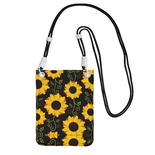 CPyuqw Schwarze Carry Crossbody Geldbörse für Frauen - Universal Floral Sonnenblume Print Handytasche Leicht für Outdoor-Aktivitäten, Schwarz , Einheitsgröße CPyuqw Schwarze Carry Crossbody Geldbörse für Frauen - Universal Floral Sonnenblume Print Handytasche Leicht für Outdoor-Aktivitäten, Schwarz , Einheitsgröße von CPyuqw