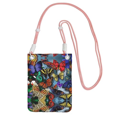 CPyuqw Schwarze Crossbody-Tasche für Damen – universelle handgezeichnete Farbe Schmetterling Druck Handytasche, leicht für Outdoor-Aktivitäten, rose, Einheitsgröße von CPyuqw
