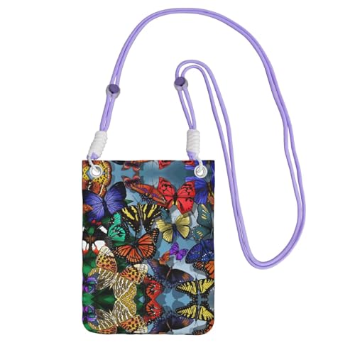 CPyuqw Schwarze Crossbody-Tasche für Damen – universelle handgezeichnete Farbe Schmetterling Druck Handytasche, leicht für Outdoor-Aktivitäten, violett, Einheitsgröße CPyuqw Schwarze Crossbody-Tasche für Damen – universelle handgezeichnete Farbe Schmetterling Druck Handytasche, leicht für Outdoor-Aktivitäten, violett, Einheitsgröße von CPyuqw