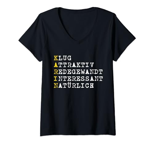 Positive Eigenschaften, Frauen Charakter, Name Karin T-Shirt mit V-Ausschnitt Positive Eigenschaften, Frauen Charakter, Name Karin T-Shirt mit V-Ausschnitt von CQ Karin Damen Design