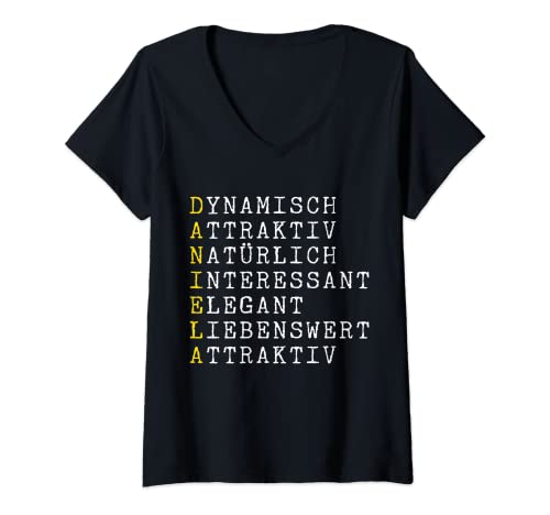 Damen Daniela Adjektive Personalisiert, Daniela Name, Frau Daniela T-Shirt mit V-Ausschnitt von CQ Name Daniela Design für Damen und Herren