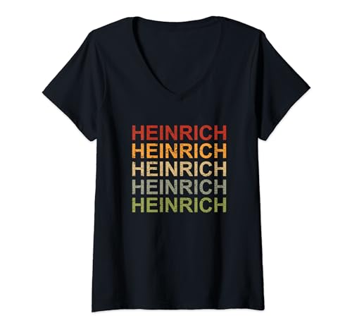 Damen Retro Heinrich Personalisiert, Heinrich Name, Mann Heinrich T-Shirt mit V-Ausschnitt von CQ Name Heinrich Design für Herren und Damen