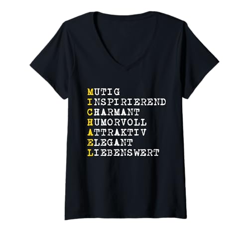 Damen Positive Adjektive Michael, Name Personalisiert, Michael T-Shirt mit V-Ausschnitt Damen Positive Adjektive Michael, Name Personalisiert, Michael T-Shirt mit V-Ausschnitt von CQ Name Michael Design