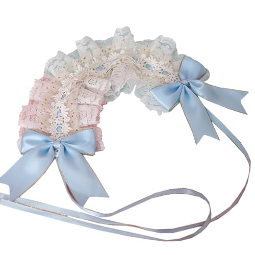Mode Haarnadel Mädchen Spitze Lolita Stirnband Band Schleife Maid Kopfbedeckungen Anime Cosplay Haar Zubehör for Geburtstagsgeschenke(Light Blue) von CQCQC