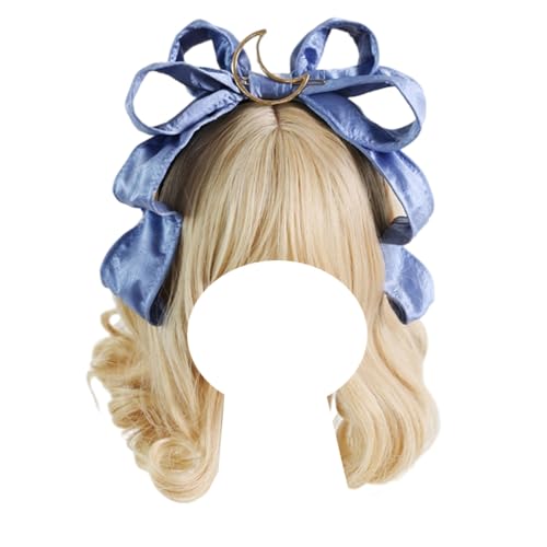 Mode Haarnadel Stoff Schleife Stirnband Frauen große Schleife Kopf Hoop Kopfbedeckungen Lolita Haarschmuck for Mädchen Prom Tea Party(Blue) von CQCQC