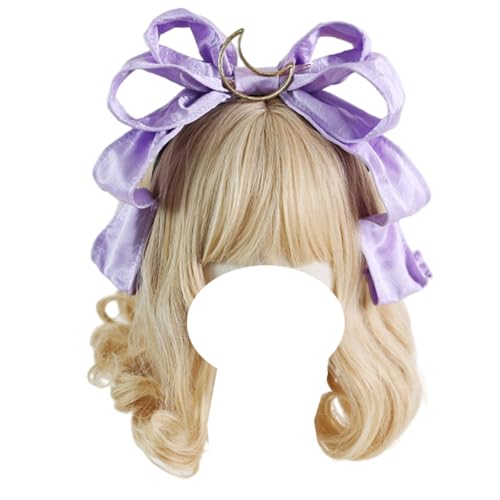 Mode Haarnadel Stoff Schleife Stirnband Frauen große Schleife Kopf Hoop Kopfbedeckungen Lolita Haarschmuck for Mädchen Prom Tea Party(Purple) von CQCQC