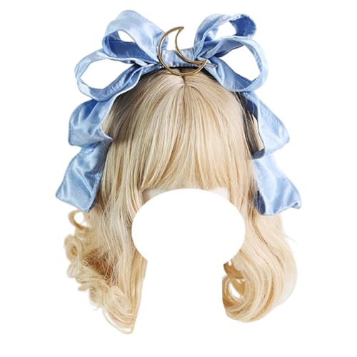 Mode Haarnadel Stoff Schleife Stirnband Frauen große Schleife Kopf Hoop Kopfbedeckungen Lolita Haarschmuck for Mädchen Prom Tea Party(Sky Blue) von CQCQC