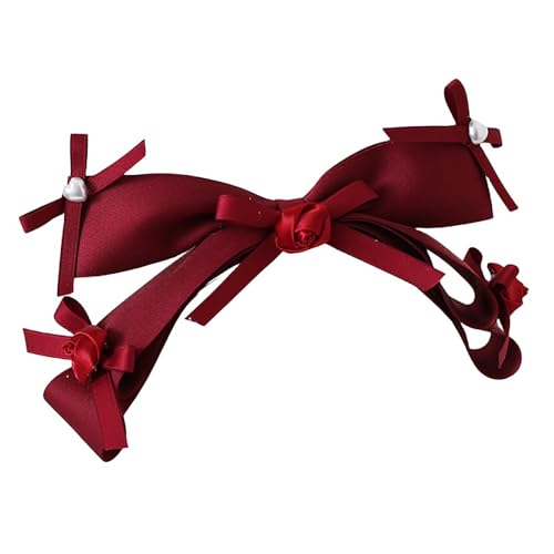 Mode Haarnadel Weinrot Lolita Spitze Kopfschmuck Frauen Französisch Maid Kopfschmuck Vintage Stil Kopfbedeckung Haarschmuck(Bow Hair Hoop) von CQCQC