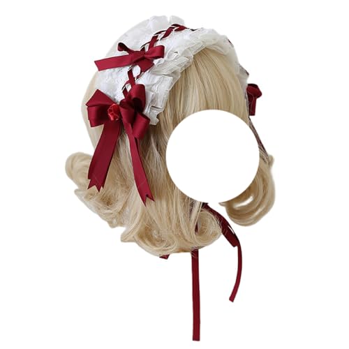 Mode Haarnadel Weinrot Lolita Spitze Kopfschmuck Frauen Französisch Maid Kopfschmuck Vintage Stil Kopfbedeckung Haarschmuck(Headband) von CQCQC