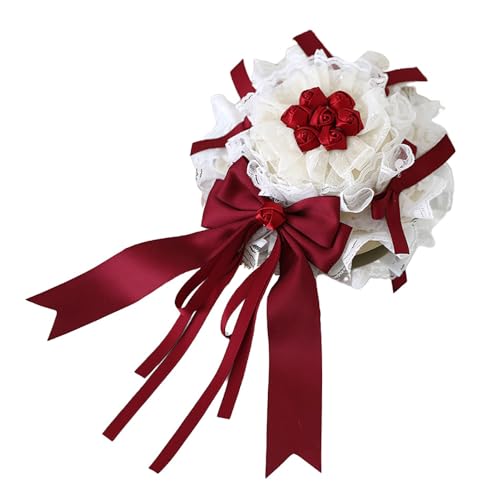 Mode Haarnadel Weinrot Lolita Spitze Kopfschmuck Frauen Französisch Maid Kopfschmuck Vintage Stil Kopfbedeckung Haarschmuck(Top Hat) von CQCQC