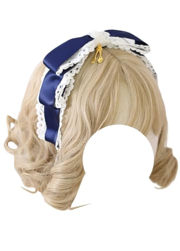 Mode Haarnadel handgemachte Schleife Stirnband Frauen große Schleife Haarband Kopfschmuck Mädchen Lolita Kleid Haarschmuck(Deep Blue) von CQCQC