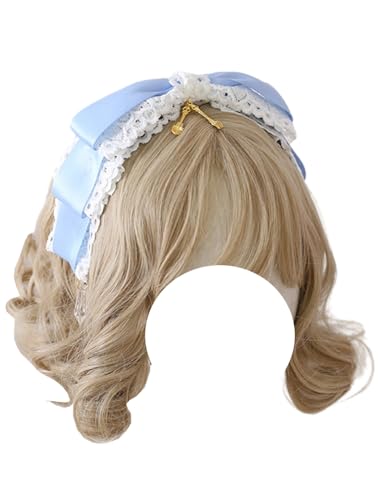 Mode Haarnadel handgemachte Schleife Stirnband Frauen große Schleife Haarband Kopfschmuck Mädchen Lolita Kleid Haarschmuck(Light Blue) von CQCQC