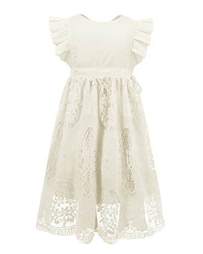 CQDY Blumenmädchen Kleid Vintage Mädchen Spitze Hochzeit Brautjungfer Festzug Party Boho Kleid für Kinder von CQDY