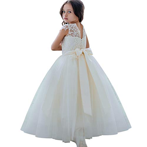 CQDY Blumenmädchenkleider Tüll Puffy Party Sleeveless Brautjungfer Spitze Abschlussball Pageant Kleider Hochzeit Geburtstag Weihnachtsfeier von CQDY