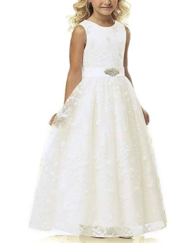 CQDY Mädchen Blumen Spitzenkleid Blumenmädchenkleider für Hochzeiten Blumenkleid Festzug Brautjungfer Taufe von CQDY