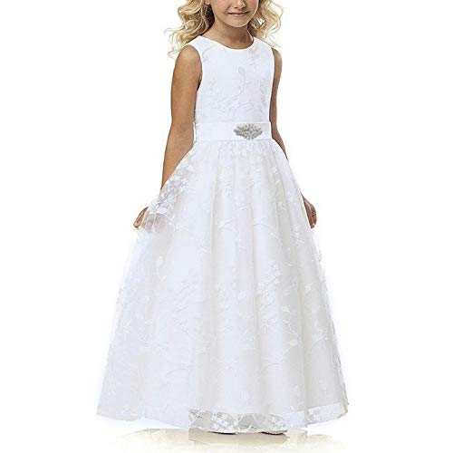 CQDY Mädchen Blumen Spitzenkleid Blumenmädchenkleider für Hochzeiten Blumenkleid Festzug Brautjungfer Taufe von CQDY