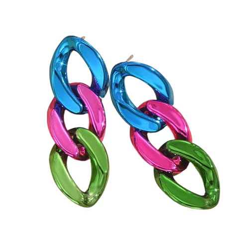 Bunte bonbonfarbene Kettenohrringe aus robuster Legierung für dauerhaften Charme, Approx.4.7x1.7cm/1.85x0.669inches, Metall von CQEAZ