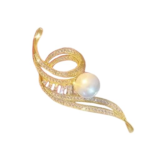 CQEAZ Elegante Damen-Brosche mit Musiknoten und Strasssteinen, Perlen, Legierung, Brosche, Anstecknadel, Kleidungszubehör für Party oder Hochzeit, Approx.2.8x7cm/1.1x2.76inch, Metall, Legierung von CQEAZ