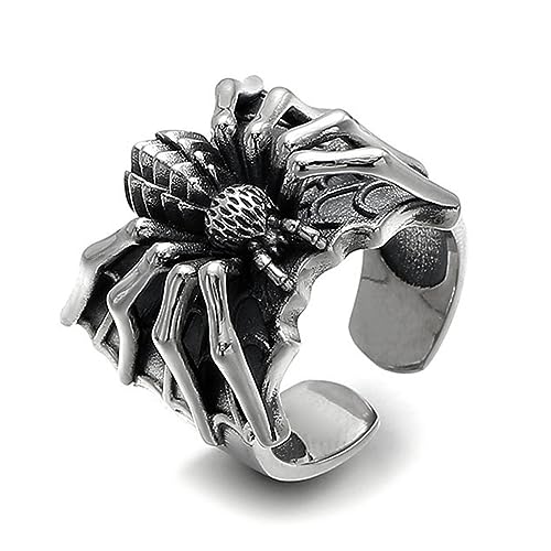 CQEAZ Offene Ringe mit Gothic-Spinnen, Punk, Statement-Ringe, verstellbar, Party-Schmuck, Halloween-Accessoire für Herren, verstellbar CQEAZ Offene Ringe mit Gothic-Spinnen, Punk, Statement-Ringe, verstellbar, Party-Schmuck, Halloween-Accessoire für Herren, verstellbar von CQEAZ