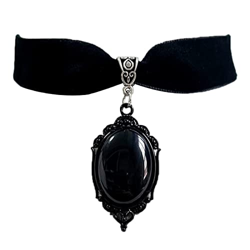 Gothic-Kristall-Charm-Halskette für Damen, Hip-Hop, Punk-Schmuck, Hexen-Accessoire, schwarzer Kristall-Anhänger, Choker von CQEAZ