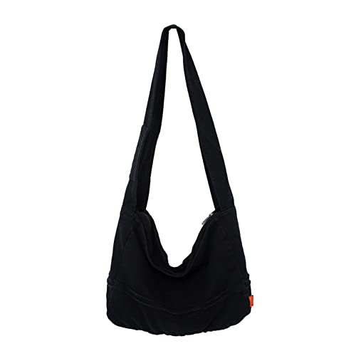 Modische lässige Umhängetasche mit großem Fassungsvermögen, solide, weich, Freizeit- oder Reisetasche, Umhängetasche, Schwarz , One Size von CQEAZ