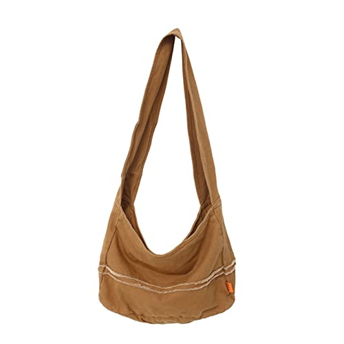 Modische lässige Umhängetasche mit großem Fassungsvermögen, solide, weich, Freizeit- oder Reisetasche, Umhängetasche, braun, One Size von CQEAZ