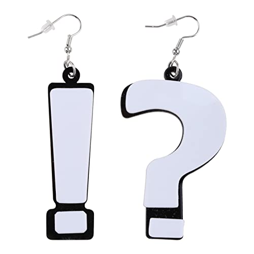 Ohrringe Kette CQEAZ trendige schwarz-weiße Pins Ohrring Frauen Fragezeichen Ausrufe-Ohrringe weibliche Mode Paar Schmuck, app.70 x 42 mm/2.76 x 1.65 in, Acryl von CQEAZ
