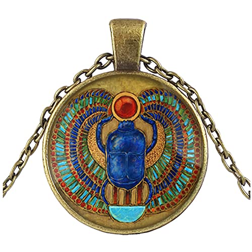 CQHODFYA Ägyptisches Skarabäus Halskette für Damen Herren mit Anhänger,Ägypten Kette für Männer Frauen, Schmuck Geschenkidee,Amulett Kette mit 27" Kette -Mit Schmuckschachtel CQHODFYA Ägyptisches Skarabäus Halskette für Damen Herren mit Anhänger,Ägypten Kette für Männer Frauen, Schmuck Geschenkidee,Amulett Kette mit 27" Kette -Mit Schmuckschachtel von CQHODFYA