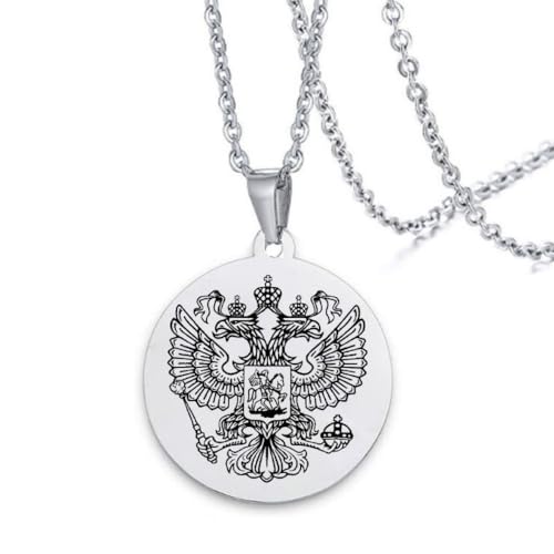 CQHODFYA Albanischem Adler Halskette für Herren Damen,Edelstahl Kette mit Albanischem AdlerAnhänger, Schmuck Geschenk,Religiöse Kette Silber 18" Kette +2" Verlängerung mit Geschenkbox von CQHODFYA