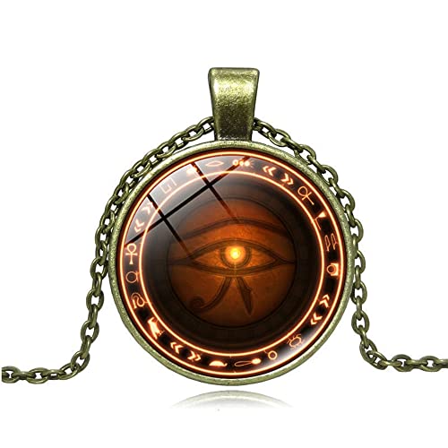 CQHODFYA Auge des Horus Halskette für Damen Herren mit Anhänger,Kette für Frauen Männer, Schmuck Geschenkidee,Ägyptisches Halskette mit 18" Kette +2" Verlängerung -Mit Schmuckschachtel von CQHODFYA