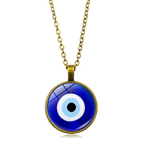 Böse Auge Halskette für Herren Damen mit Anhänger,Türkische Blaues Auge Kette für Männer Frauen,CQHODFYA Schmuck Geschenkidee,Amulett Halskette mit 18'' Kette+2'' Verlängerung -Mit Schmuckschachtel von CQHODFYA