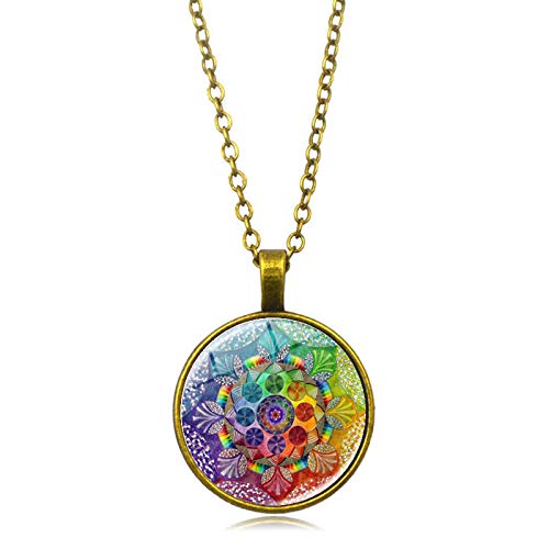 CQHODFYA Blume des Lebens Mandala Halskette für Damen Herren mit Anhänger,Lebensblume Kette für Frauen, Schmuck Geschenkidee,Heilige Geometrie Halskette mit 18"+2" Verlängerung-Mit Schmuckschachtel von CQHODFYA