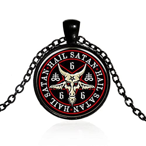 CQHODFYA Satanisches Baphomet Halskette für Herren Damen mit Anhänger,Satan Ziegenkopf Kette, Schmuck Geschenkidee,Satanic Baphomet Schutz Halskette mit 20" Kette+2" Verlängerung-Mit Schmuckschachtel von CQHODFYA