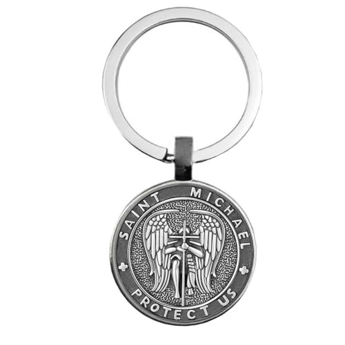 CQHODFYA St Michael Schlüsselanhänger,Saint Michael Erzengel Schlüsselbund aus Edelstahl für Herren Damen,Schlüsselhalter Silber mit Schlüsselring Geschenkbox CQHODFYA St Michael Schlüsselanhänger,Saint Michael Erzengel Schlüsselbund aus Edelstahl für Herren Damen,Schlüsselhalter Silber mit Schlüsselring Geschenkbox von CQHODFYA