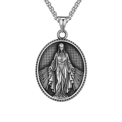 CQHODFYA Unsere Liebe Frau von Guadalupe Halskette für Herren Damen,Edelstahl Kette mit Jungfrau Maria Anhänger, Schmuck Geschenk,Kette Silber 23.6" mit Geschenkbox CQHODFYA Unsere Liebe Frau von Guadalupe Halskette für Herren Damen,Edelstahl Kette mit Jungfrau Maria Anhänger, Schmuck Geschenk,Kette Silber 23.6" mit Geschenkbox von CQHODFYA