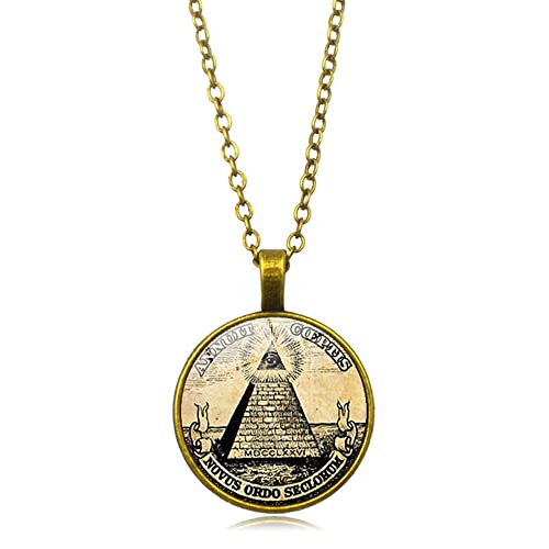 CQHODFYA Freimaurer Halskette für Herren Damen mit Anhänger,Freimaurerei Symbol Kette für Männer Frauen, Schmuck Geschenkidee,Pyramide Halskette mit 18" Kette +2" Verlängerung-Mit Schmuckschachtel von CQHODFYA