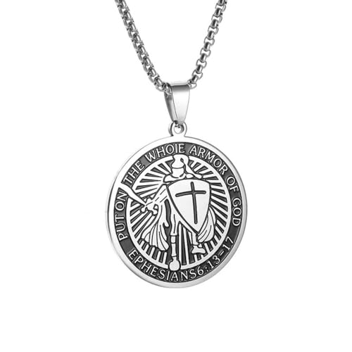 CQHODFYA Kreuz der Tempelritter Halskette für Herren Damen,Edelstahl Kette mit Kreuzritter Anhänger, Schmuck Geschenk,Kette Silber 23.6" mit Geschenkbox ﻿ von CQHODFYA
