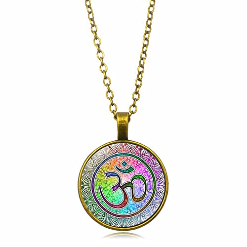 Om Aum Ohm Symbol Halskette für Herren Damen mit Anhänger,Buddhistische Sanskrit Om Kette für Männer Frauen,CQHODFYA Schmuck Geschenkidee,Halskette mit 18"Kette +2" Verlängerung-Mit Schmuckschachtel von CQHODFYA